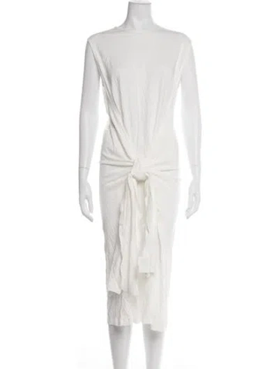 Pre-owned Totême Crew Neck Midi Length Dress In White