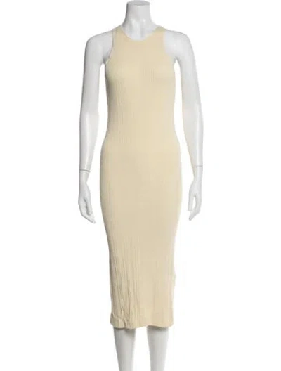 Pre-owned Totême Crew Neck Midi Length Dress In Yellow