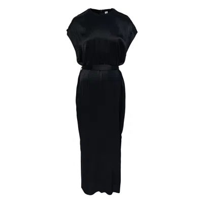 Totême Crew Satin Dress In Black