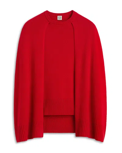 Totême Cashmere Crew Neck Knit Jumper Long Sleeves In Red