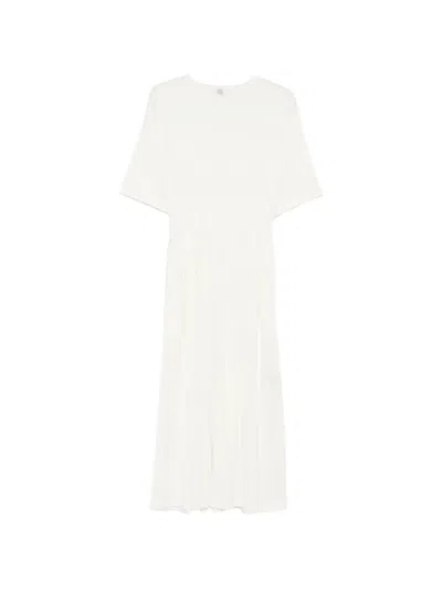 Totême Crew-neck Midi Dress In White
