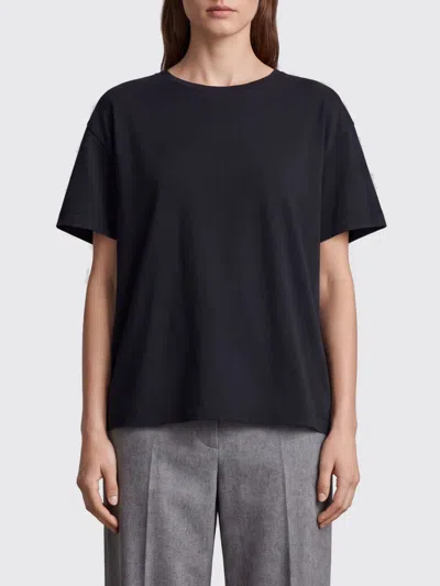 Totême Toteme Crewneck Organic Cotton T-shirt With Dropped Shoulders In Black