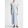 Totême Toteme Crinkle Texture Knit Maxi Dress In Blue