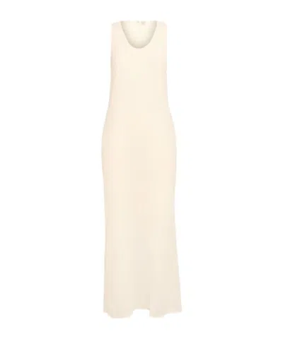 Totême Crinkled Cotton Blend Scoop Long Dress In White