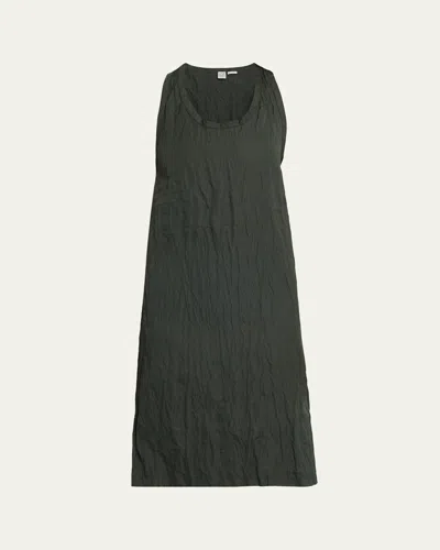 Totême Crinkled Cotton Sleeveless Tank Dress In Green