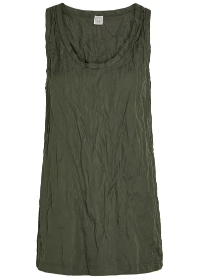 Totême Toteme Crinkled Cotton-blend Poplin Tank Top In Green