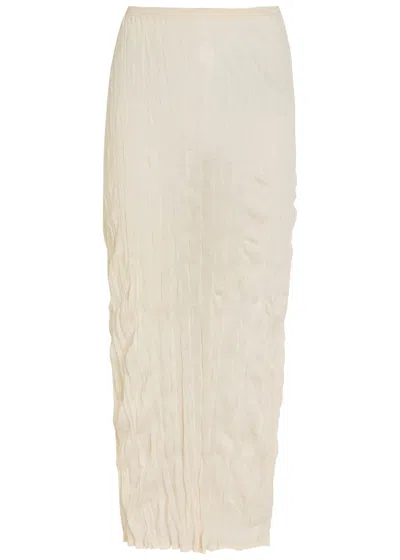 Totême Toteme Crinkled Fine-knit Maxi Skirt In Orange