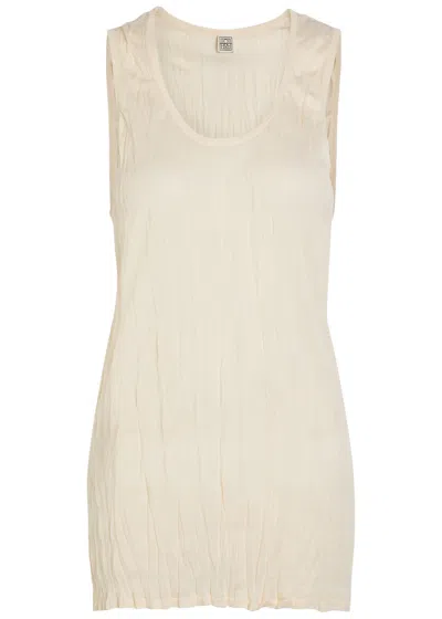 Totême Toteme Crinkled Fine-knit Tank Top In Orange