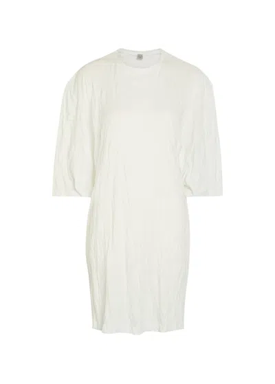 Totême Toteme Crinkled Jersey Mini T-shirt Dress In White