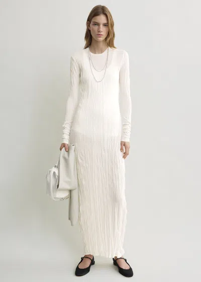 Totême Crinkled Knit Long-sleeve Dress White