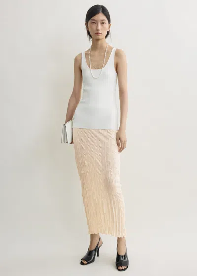 Totême Crinkled Knit Skirt Pale Apricot In Metallic