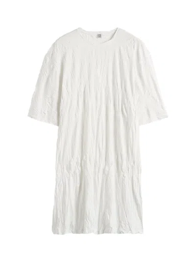 Totême Toteme Crinkled Knit Tunic Dress In White