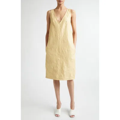 Totême Toteme Crinkled Leather Shift Dress In Yellow