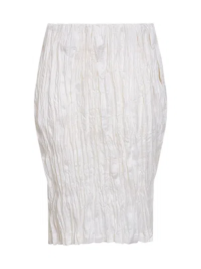 Totême Toteme Crinkled Linen Skirt In White
