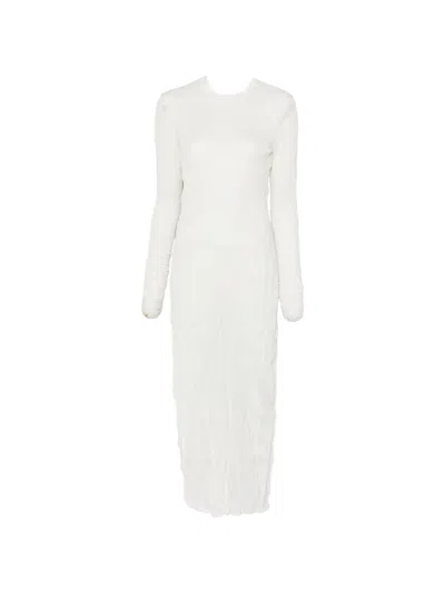 Totême Crinkled Long-sleeves Maxi Dress In White
