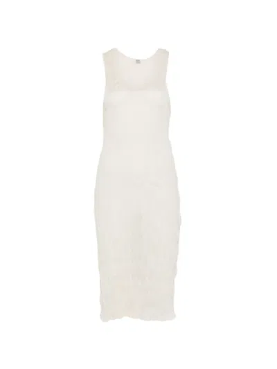 Totême Crinkled Midi Dress In White