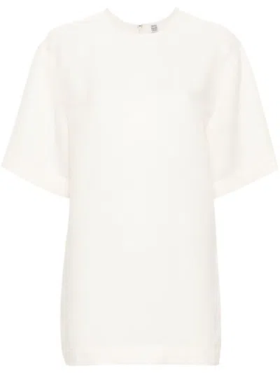 Totême Crinkled Round-neck T-shirt In White