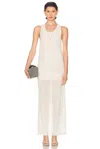 Totême Crinkled Cotton Blend Scoop Long Dress In White