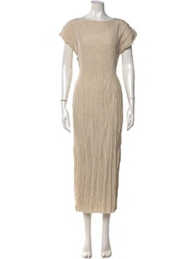 Pre-owned Totême Crinkled Silk Cap Sleeve Dress Long Dress In Neutral