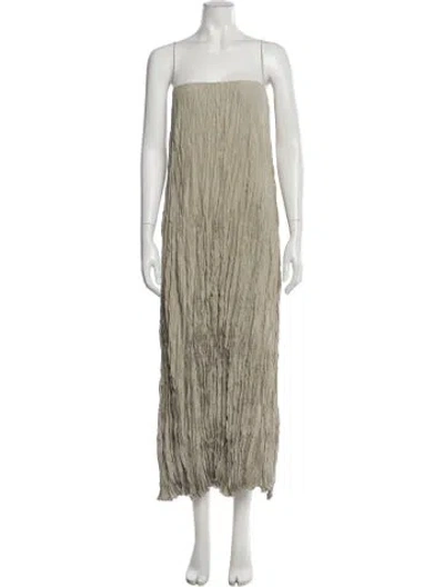 Pre-owned Totême Crinkled Silk Dress Long Dress In Neutral