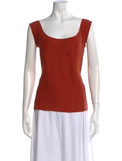 Pre-owned Totême Crinkled Silk Tank Silk Top In Orange