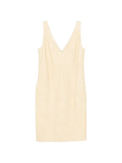 Totême Crinkled V-neck Dress In Yellow