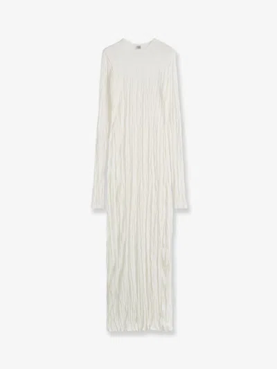 Totême Crinkled Viscose And Recycled Material Dress In White