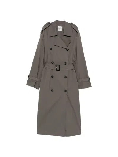 Totême Crisp Double-breasted Belted Trench Coat In Gray