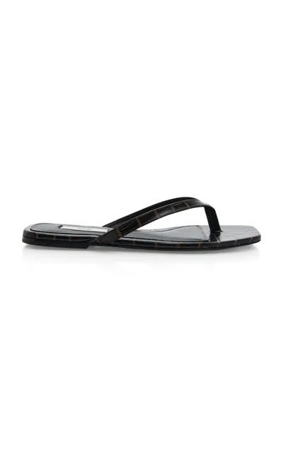 Totême Croc-effect Leather Flip Flop Sandals