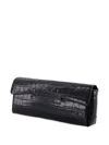 Totême Croc-embossed Flap Clutch Bag In Black