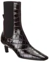 Totême Toteme Croc-embossed Leather Bootie In Black