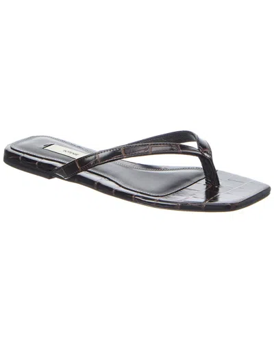 Totême Toteme Croc-embossed Leather Sandal In Brown