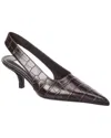 Totême Toteme Classic Croco Embossed Leather Slingback Pumps In Brown