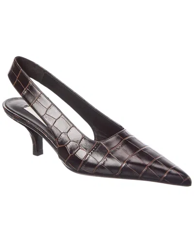 Totême Toteme Croc-embossed Leather Slingback Pump In Brown