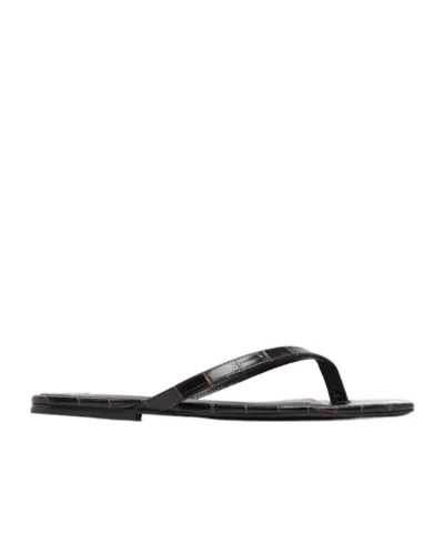 Totême Toteme Croc-embossed Leather Sandal In Black