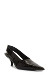 Totême Toteme Croc Embossed Pointed Toe Slingback Pump In Brown