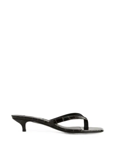 Totême Croc-effect Kitten-heel Sandals In Brown