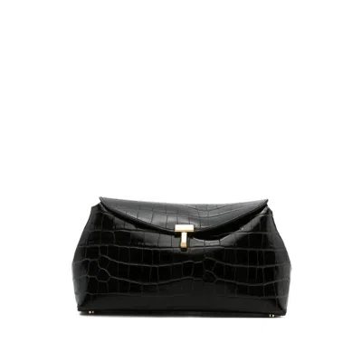 Totême Croc-effect Leather Clutch Bag In Black
