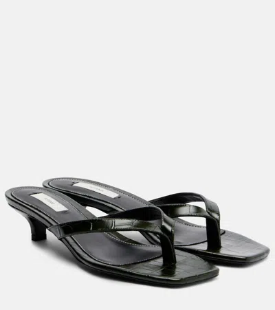 Totême Toteme 40 Crocodile-embossed Leather Sandals In Black