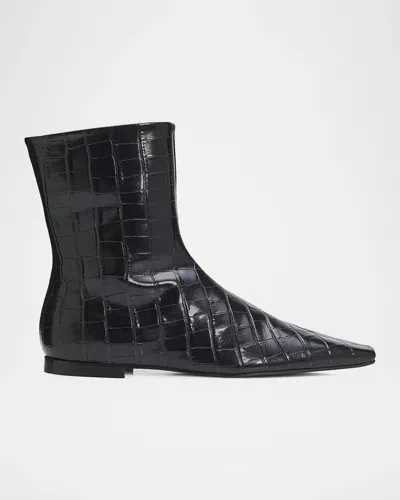Totême Croc-embossed Leather Chelsea Boots In Black