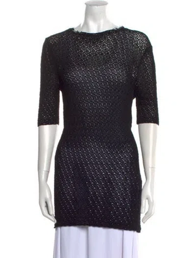 Pre-owned Totême Crochet Bateau Neckline Tunic In Black