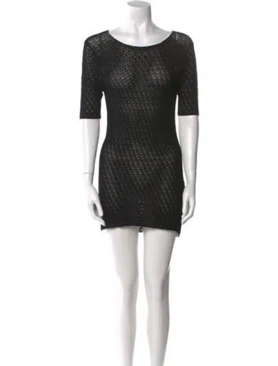 Pre-owned Totême Crochet Knit Mini Dress W/ Tags In Black