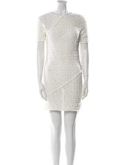 Pre-owned Totême Crochet Mini Dress In White