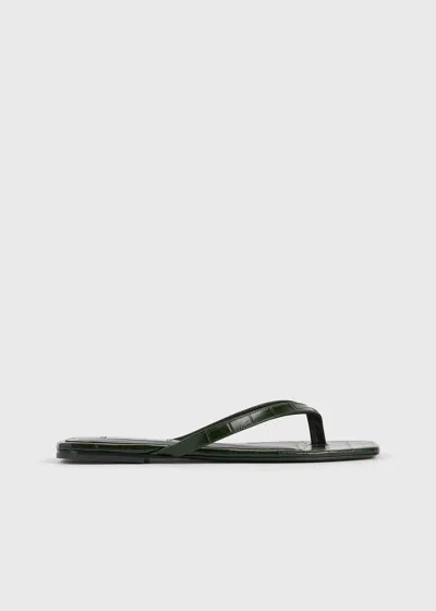 Totême Croco-embossed Flip Flops Dark Green In Multi