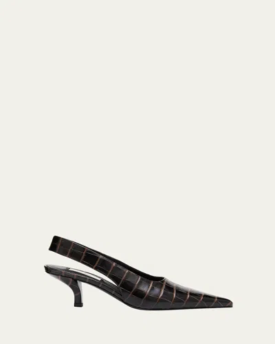 TOTÊME CROCO-EMBOSSED LEATHER SLINGBACK PUMPS