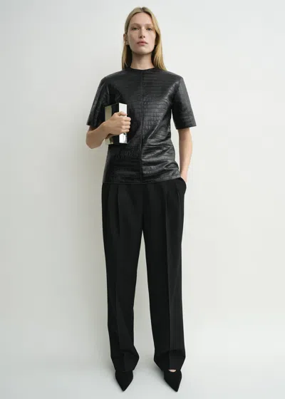 Totême Croco-embossed Tee Dark Brown