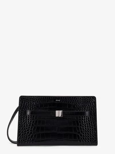 Totême Croco Print Leather Crossbody Bag In Black
