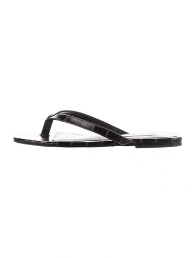 Pre-owned Totême Crocodile Animal Print Flip Flops W/ Tags In Black