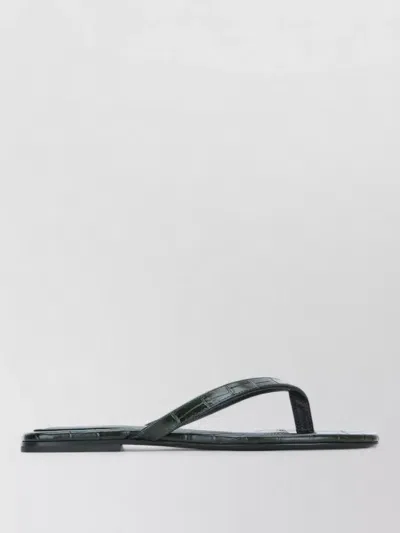 Totême Crocodile Effect Flat Sole Toe Sandals In Black