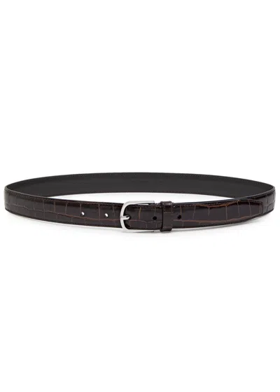 Totême Toteme Crocodile-effect Leather Belt In Brown